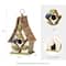 Glitzhome® 9.5" White Distressed Wood Birdhouse with Leaves